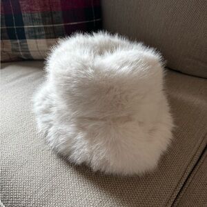 Fluffy White Faux Fur Bucket Hat